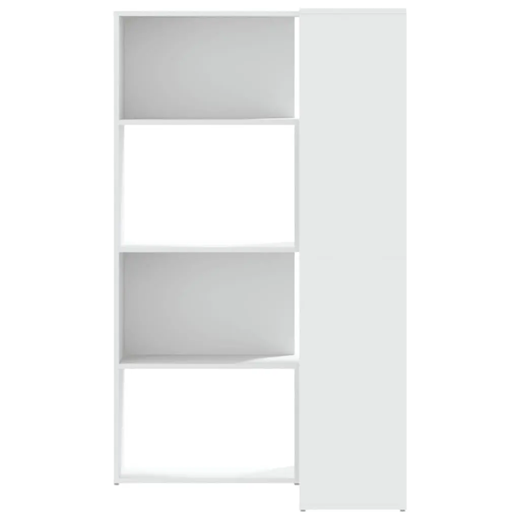 Corner Bookcase 4-Tier White Engineered Wood 85x85x140cm Shelving Storage Unit