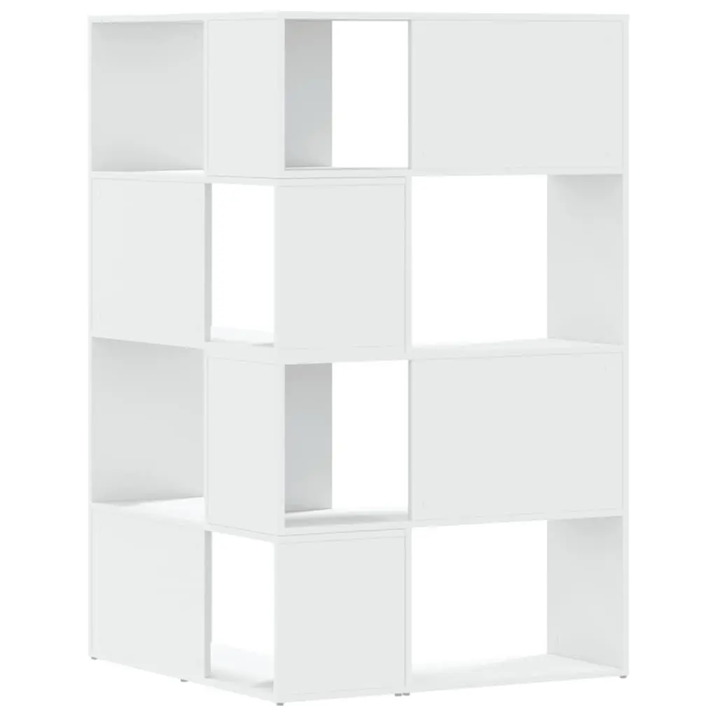 Corner Bookcase 4-Tier White Engineered Wood 85x85x140cm Shelving Storage Unit