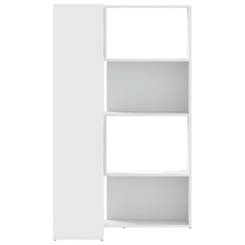 Corner Bookcase 4-Tier White Engineered Wood 85x85x140cm Shelving Storage Unit