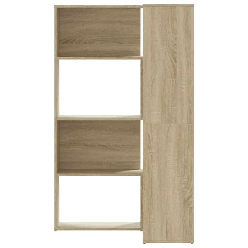Corner Bookcase 4-Tier Shelving Unit Sonoma Oak Engineered Wood Display Stand