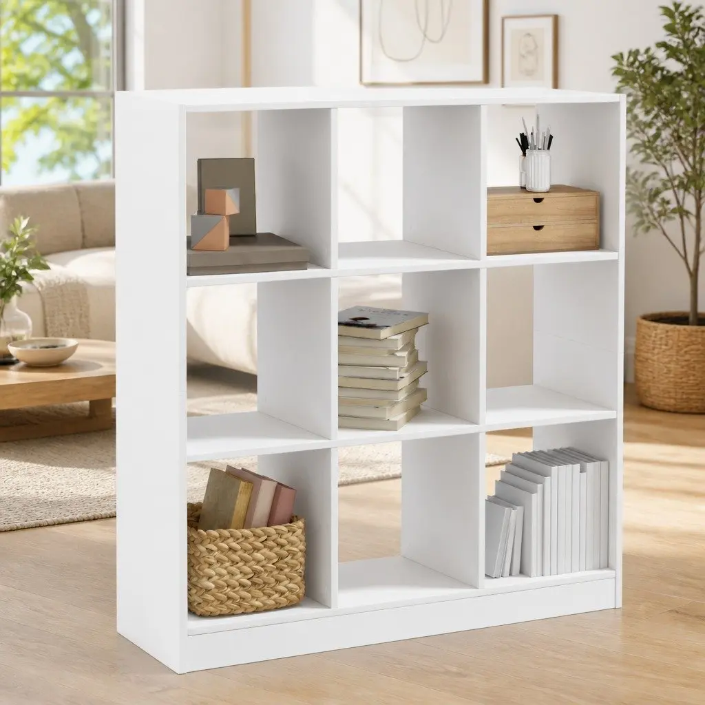 White Bookcase with 9 Compartments