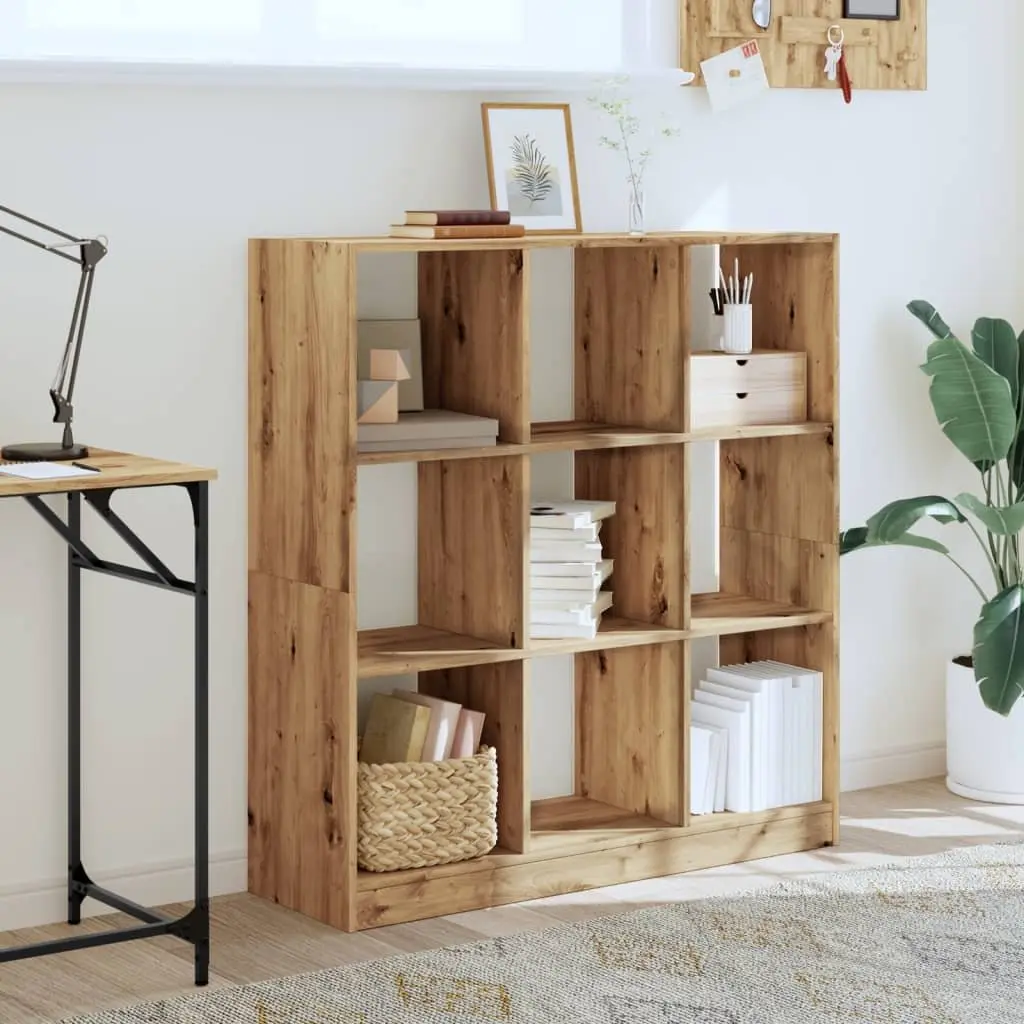 9 Compartment Bookcase Engineered Wood Storage Unit Brown Display Rack