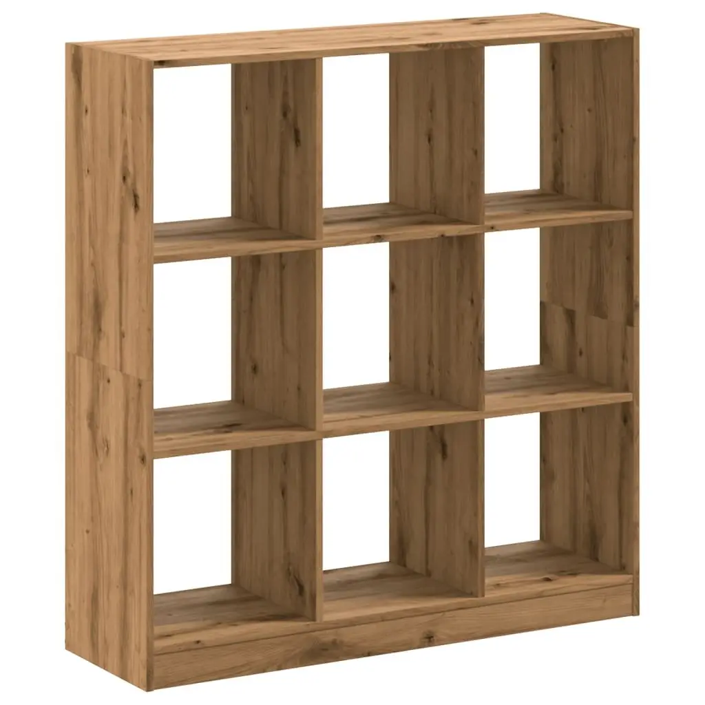 9 Compartment Bookcase Engineered Wood Storage Unit Brown Display Rack