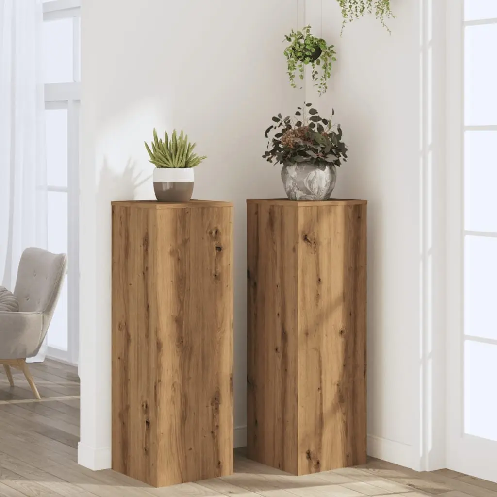 Plant Stands Engineered Wood Brown 33x33x100 cm 2 Piece Flower Display Stands