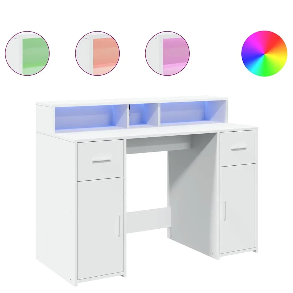White LED Desk and Storage