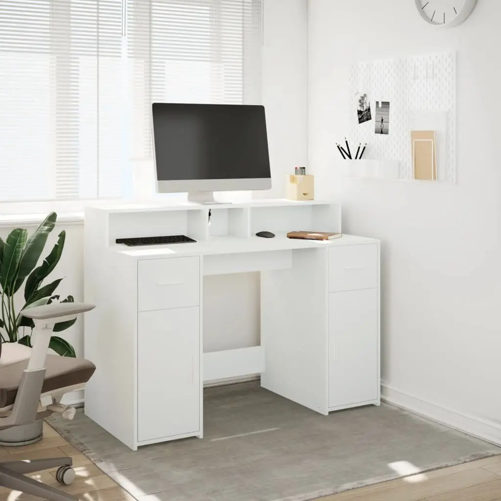 White LED Desk and Storage