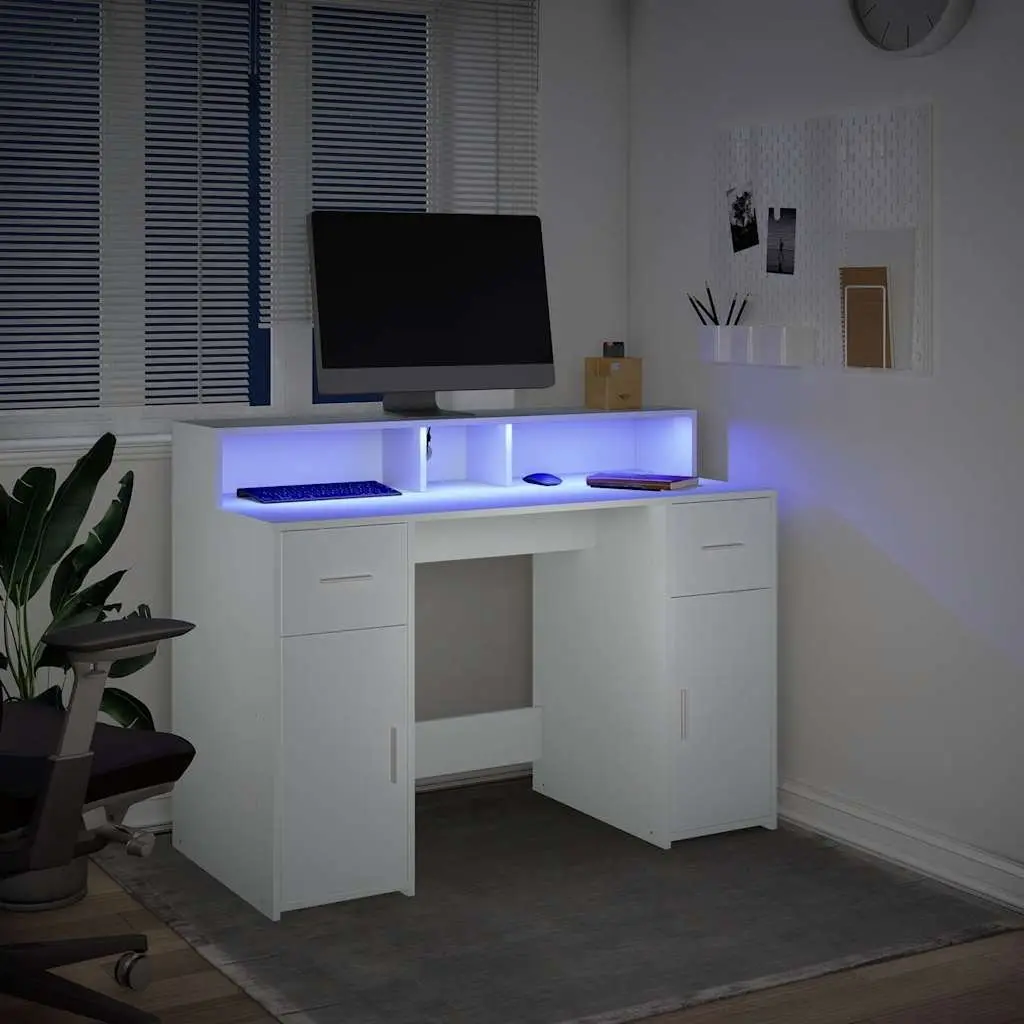 White LED Desk and Storage