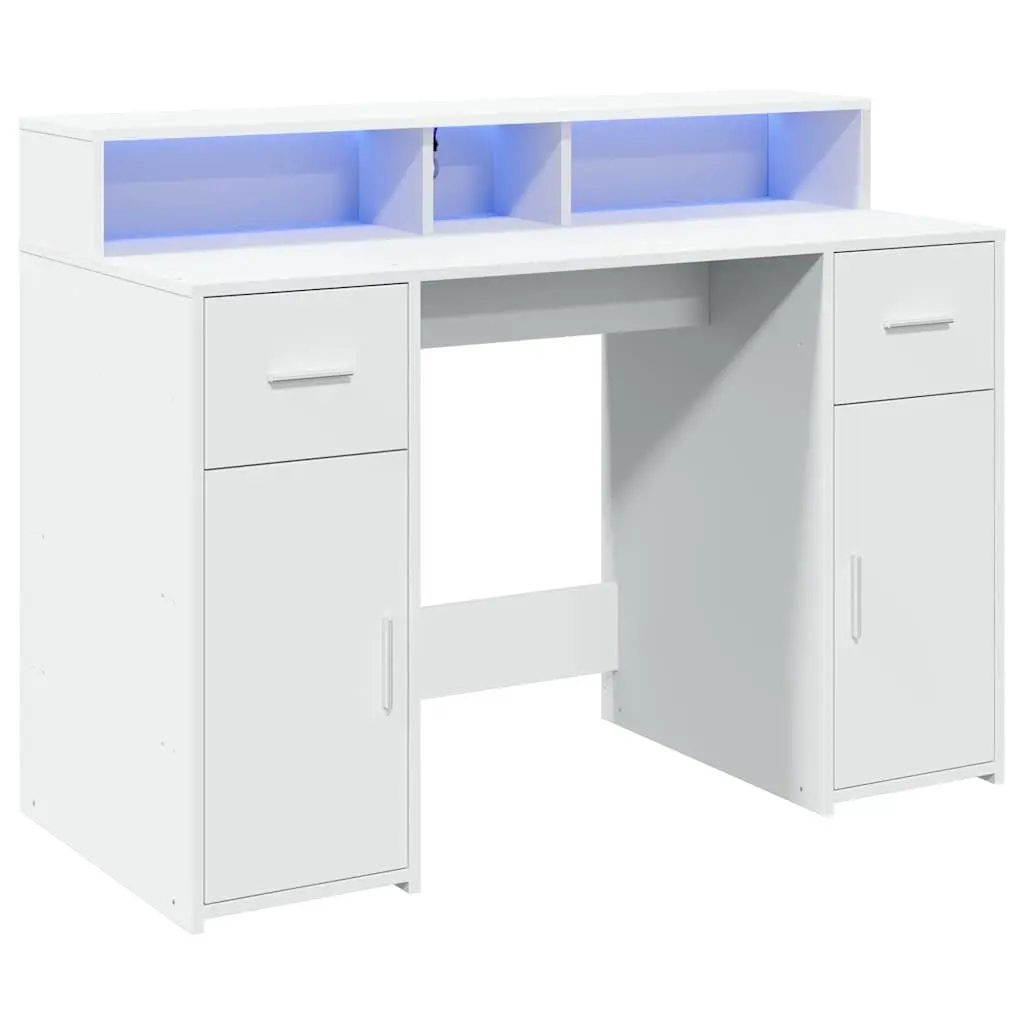 White LED Desk and Storage