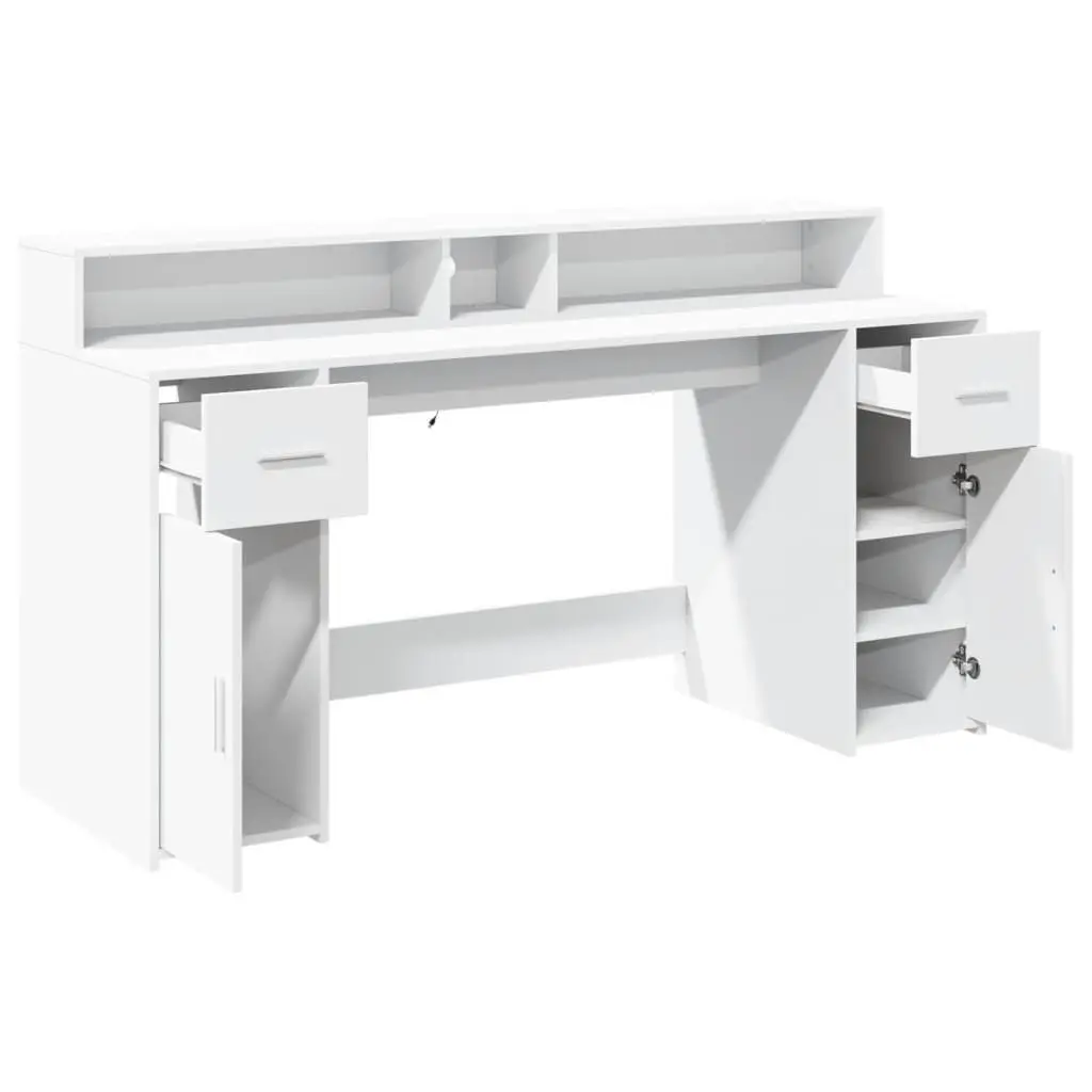 Office Desk with RGB LED Lights and Storage Drawers Engineered Wood 160L x 55W x 91H cm
