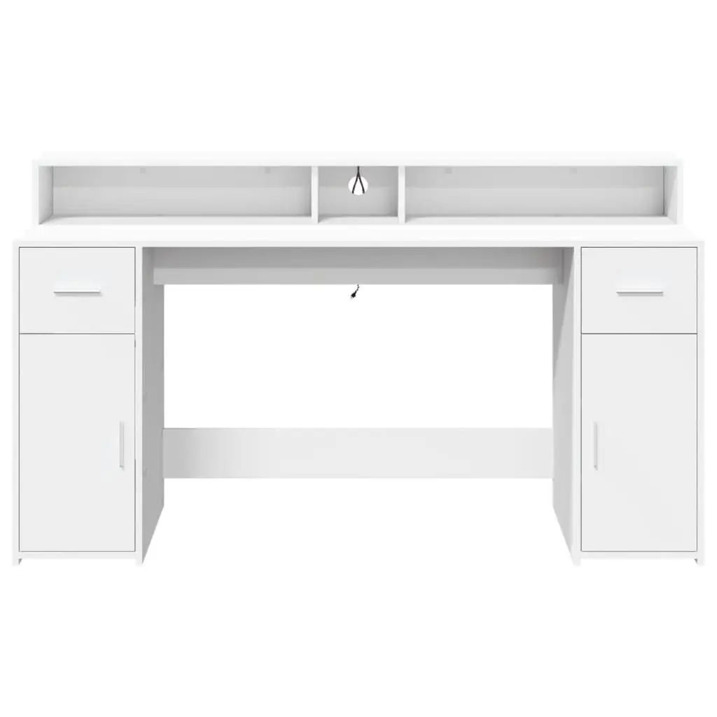 Office Desk with RGB LED Lights and Storage Drawers Engineered Wood 160L x 55W x 91H cm