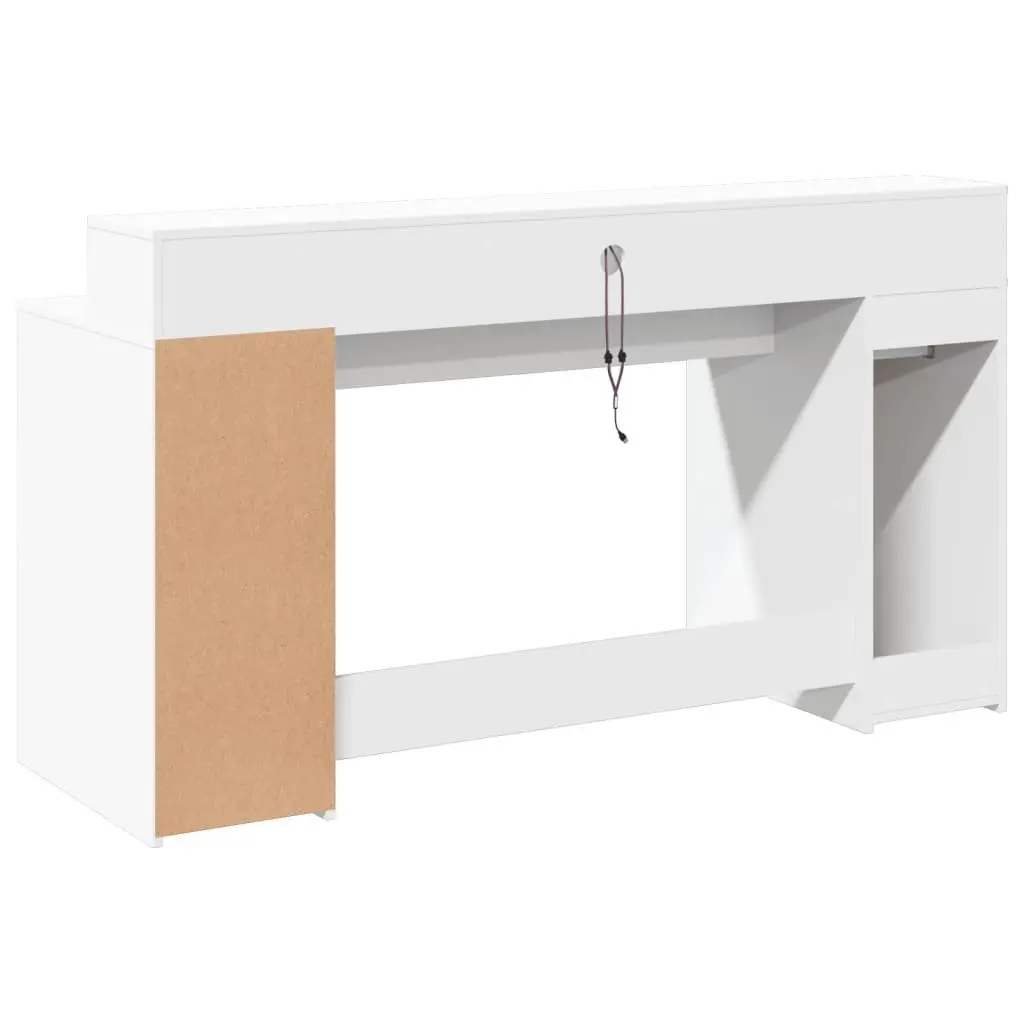 Office Desk with RGB LED Lights and Storage Drawers Engineered Wood 160L x 55W x 91H cm