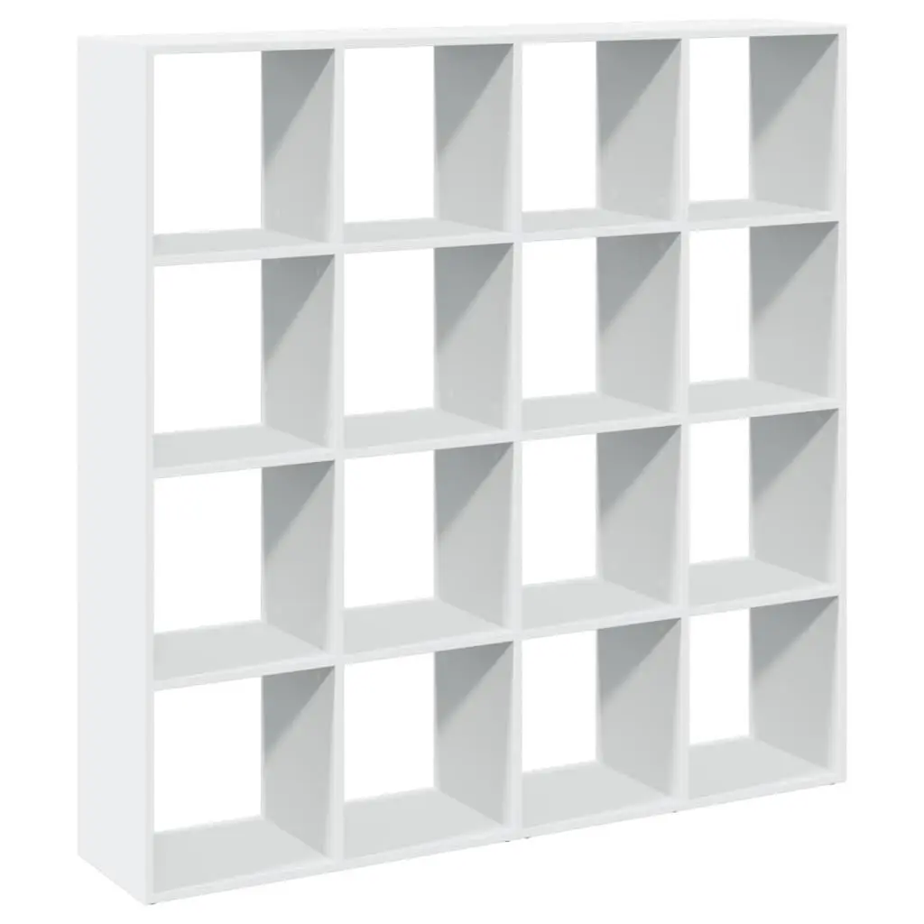 Book Cabinet White 137.5x29x137.5 cm 16 Compartments Storage Shelving Unit
