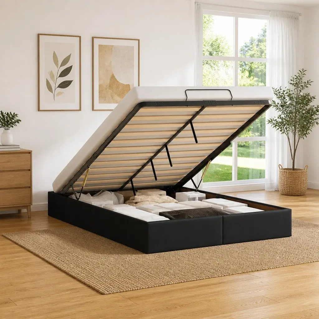 Black Ottoman Storage Bed Frame