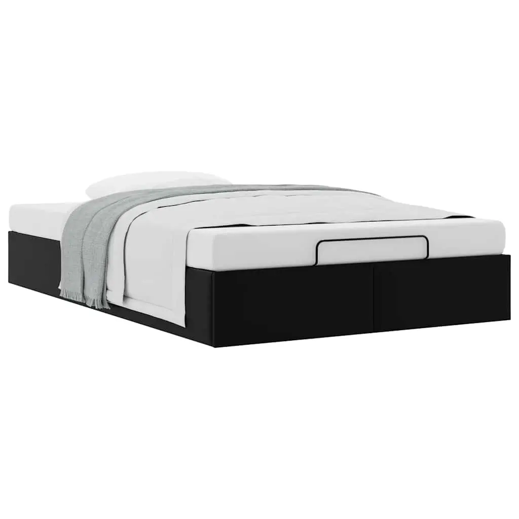 Ottoman Storage Bed Frame Black Faux Leather King Single Hydraulic Lift Mechanism