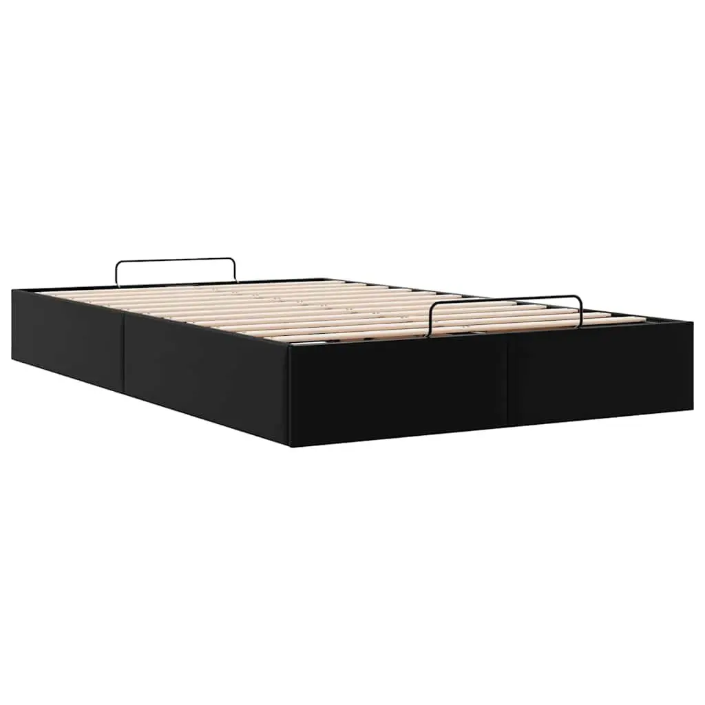 Ottoman Storage Bed Frame Black Faux Leather King Single Hydraulic Lift Mechanism