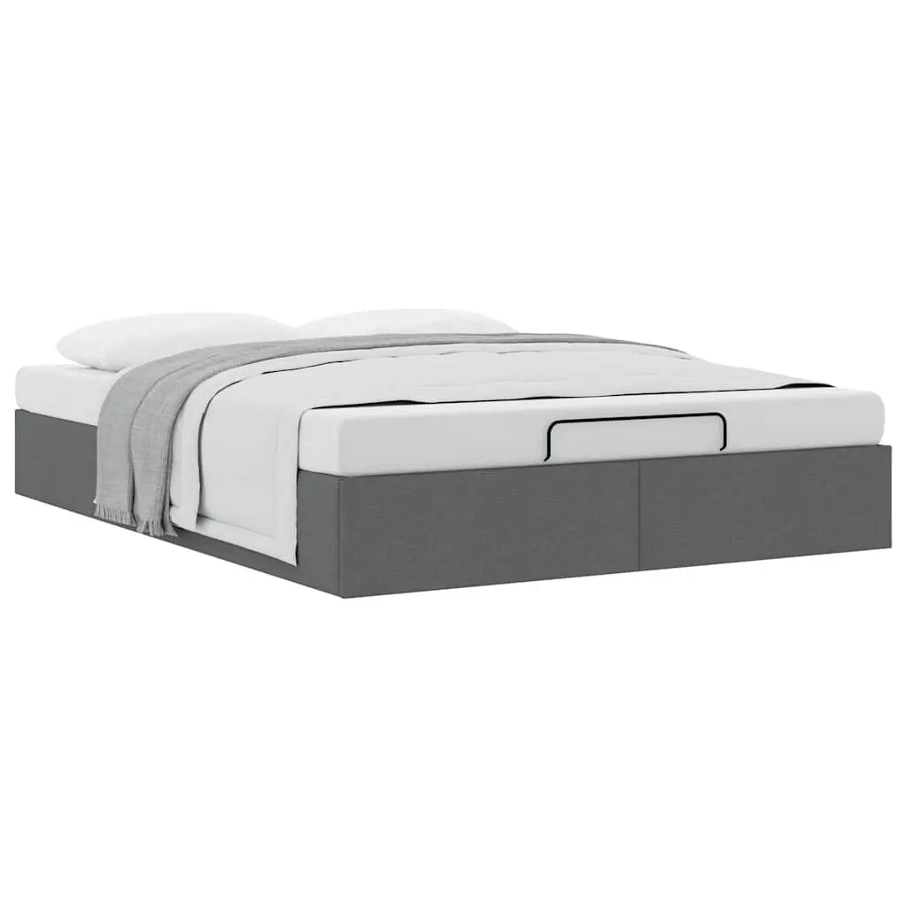 Ottoman Storage Bed Frame Double Grey Fabric Lift Mechanism Bedroom Furniture