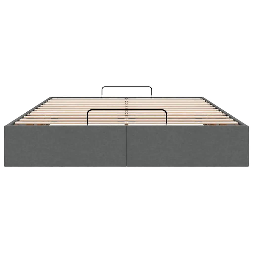 Queen Ottoman Storage Bed Frame Grey Fabric Lift-Up Base