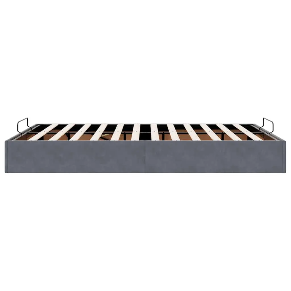 Ottoman Storage Bed Frame Dark Grey Velvet Double Size Gas Lift