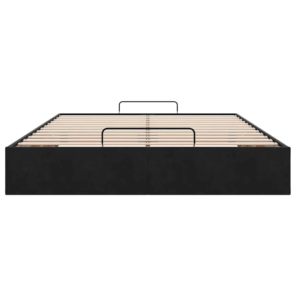 Ottoman Storage Bed Frame Double Black Velvet Gas Lift Up No Mattress Bedroom