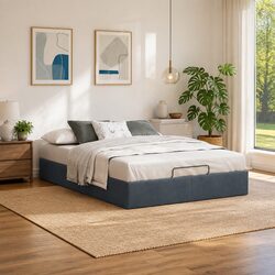 Discover the Queen Ottoman Storage Bed Frame in Velvet Grey