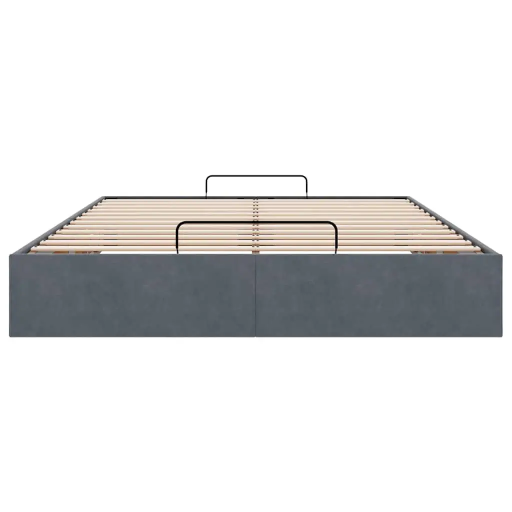 Ottoman Storage Bed Frame Velvet Grey Queen