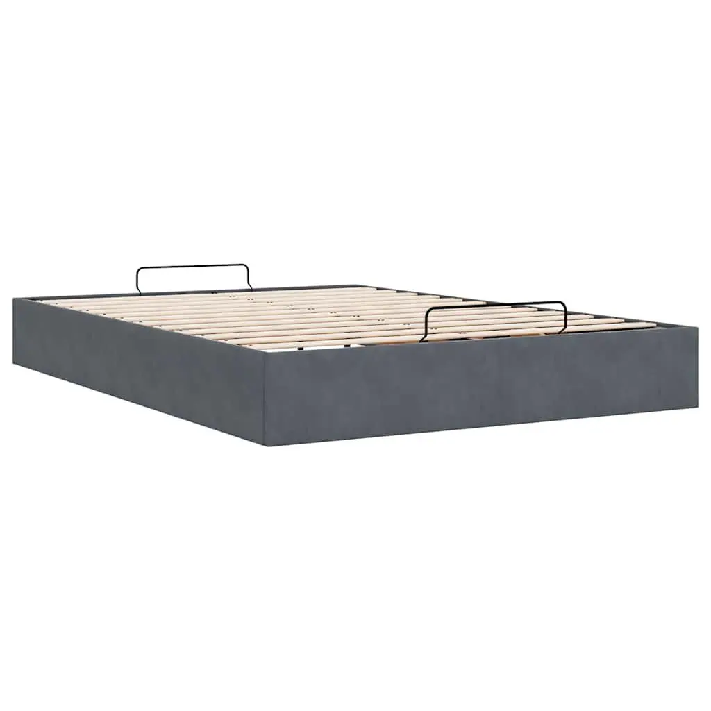 Ottoman Storage Bed Frame Velvet Grey Queen