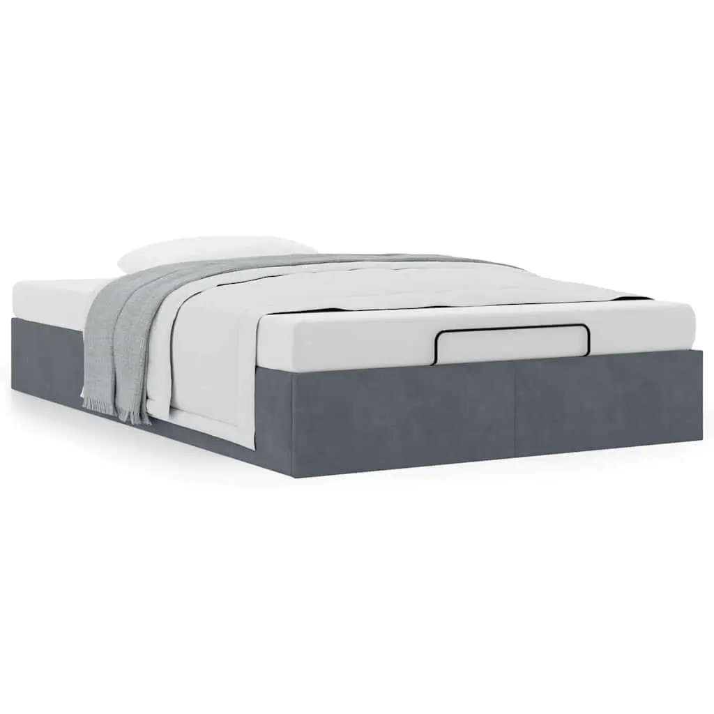 King Single Ottoman Storage Bed Frame Velvet Dark Grey