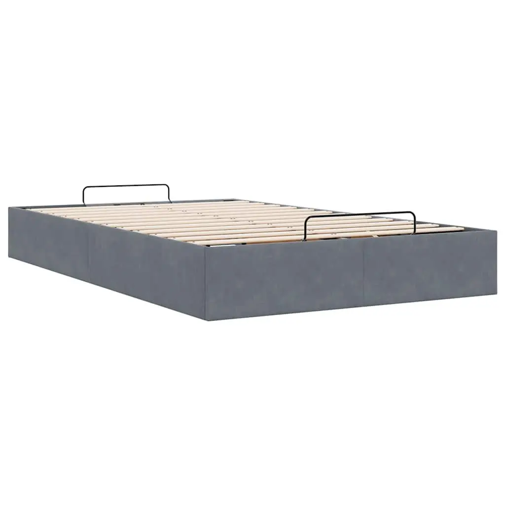King Single Ottoman Storage Bed Frame Velvet Dark Grey
