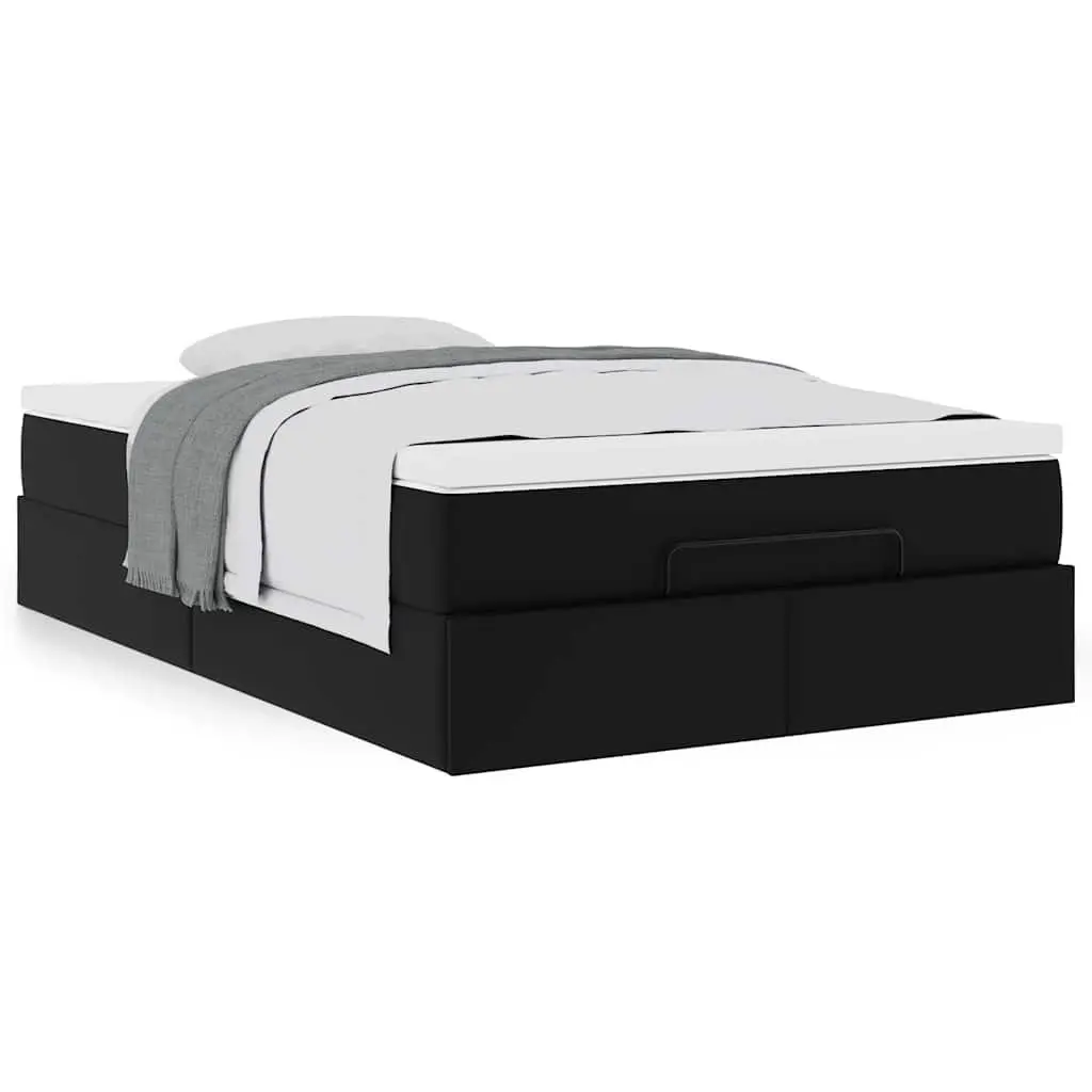 Ottoman Storage Bed Super Single Black Faux Leather Frame with Pocket Spring