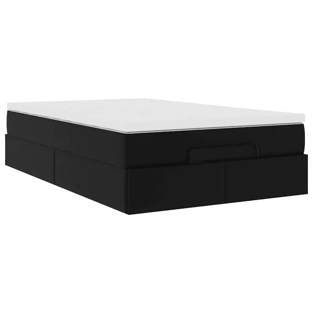 Ottoman Storage Bed Super Single Black Faux Leather Frame with Pocket Spring
