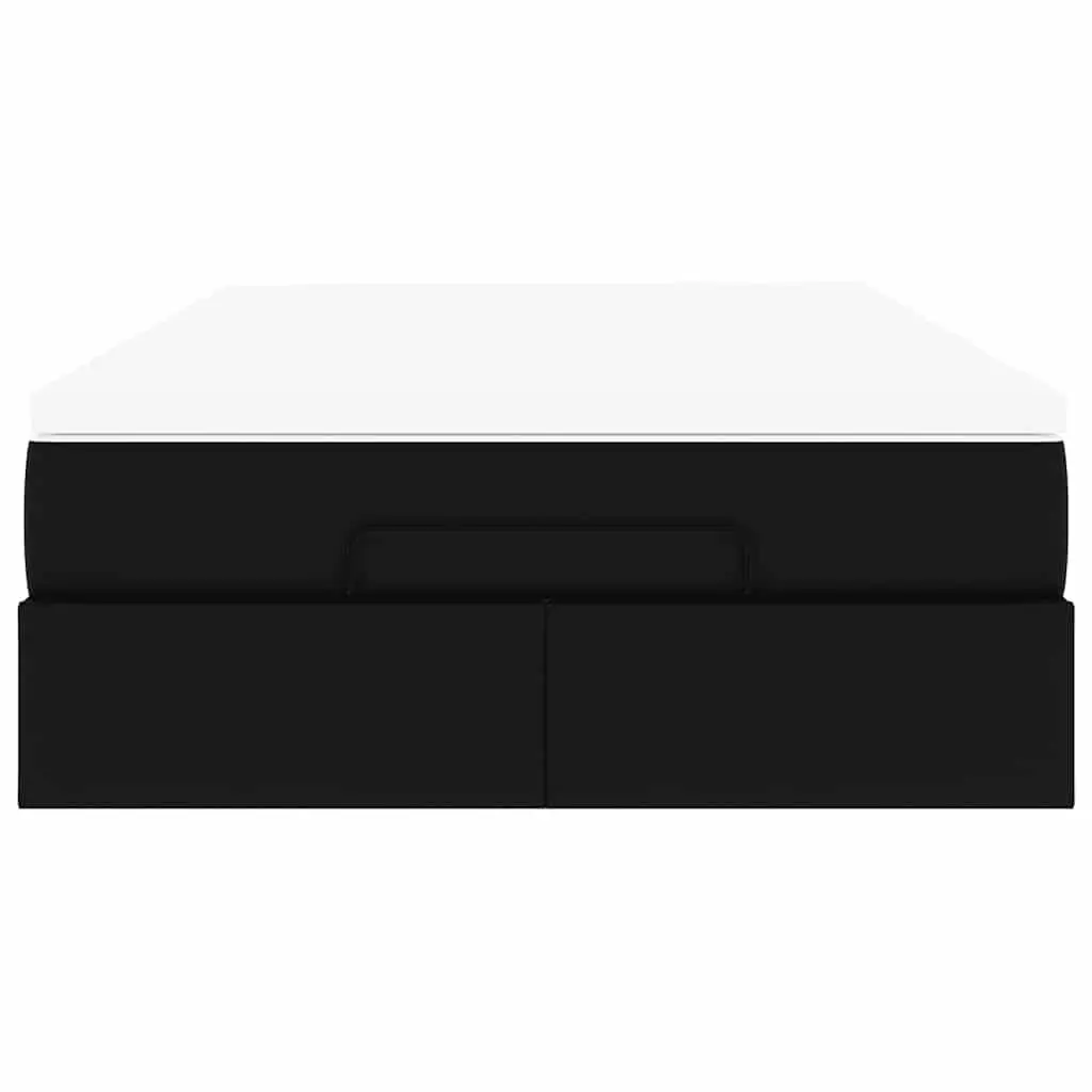 Ottoman Storage Bed Super Single Black Faux Leather Frame with Pocket Spring