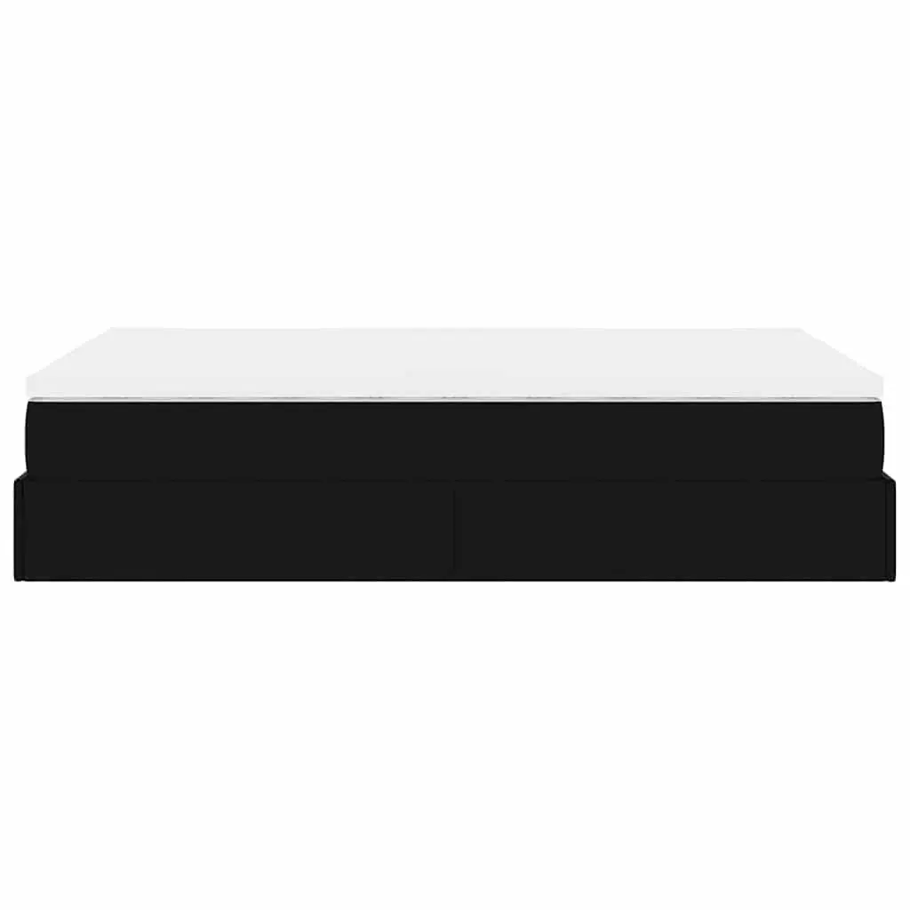 Ottoman Storage Bed Super Single Black Faux Leather Frame with Pocket Spring