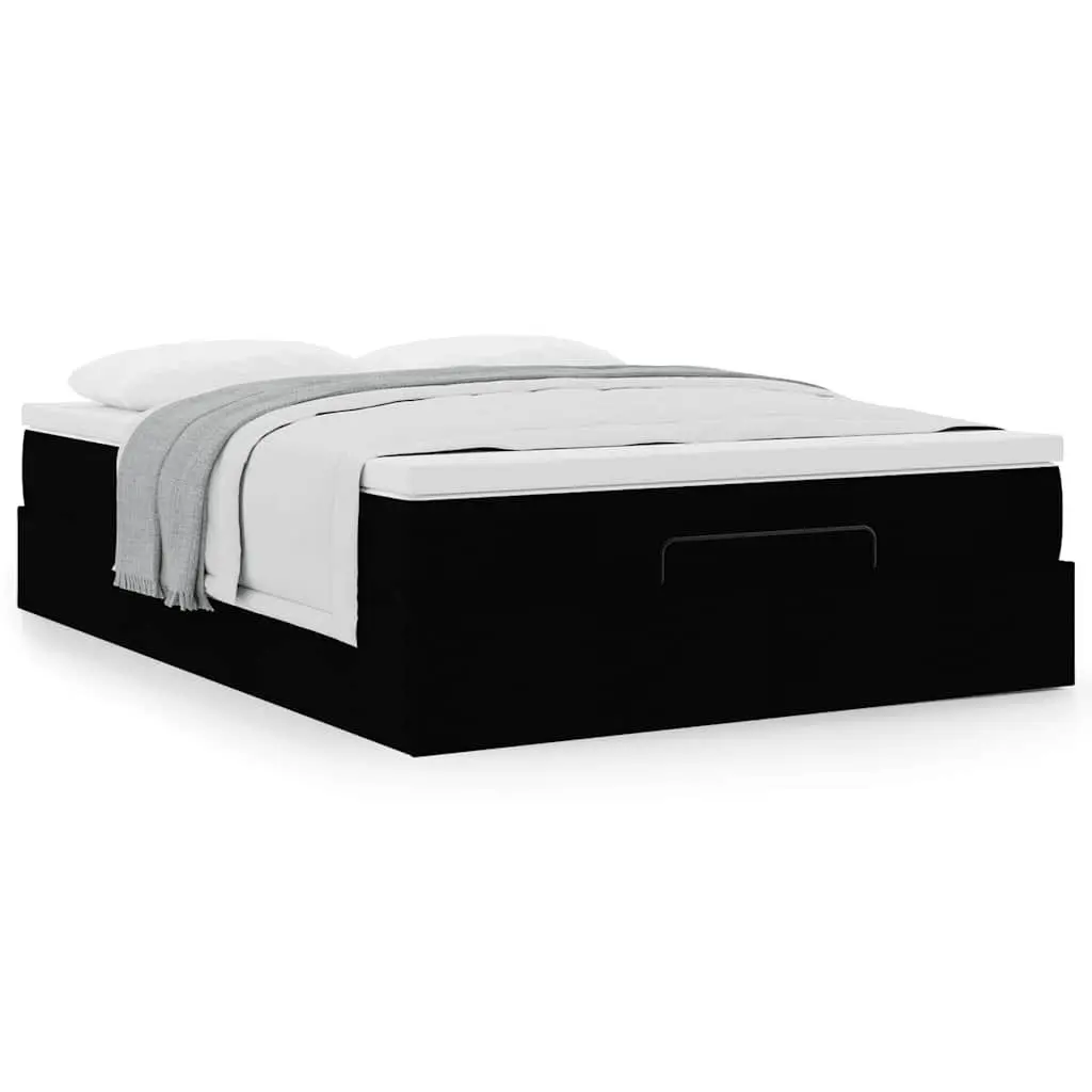 Ottoman Bed with Hydraulic Lift Feature Double Size Pocket Spring Mattress Black Polyester Fabric