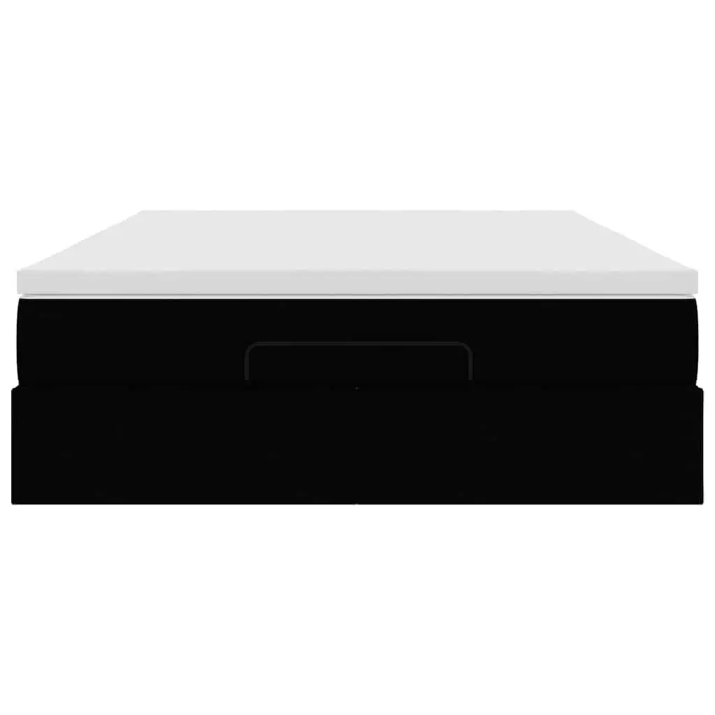 Ottoman Bed with Hydraulic Lift Feature Double Size Pocket Spring Mattress Black Polyester Fabric