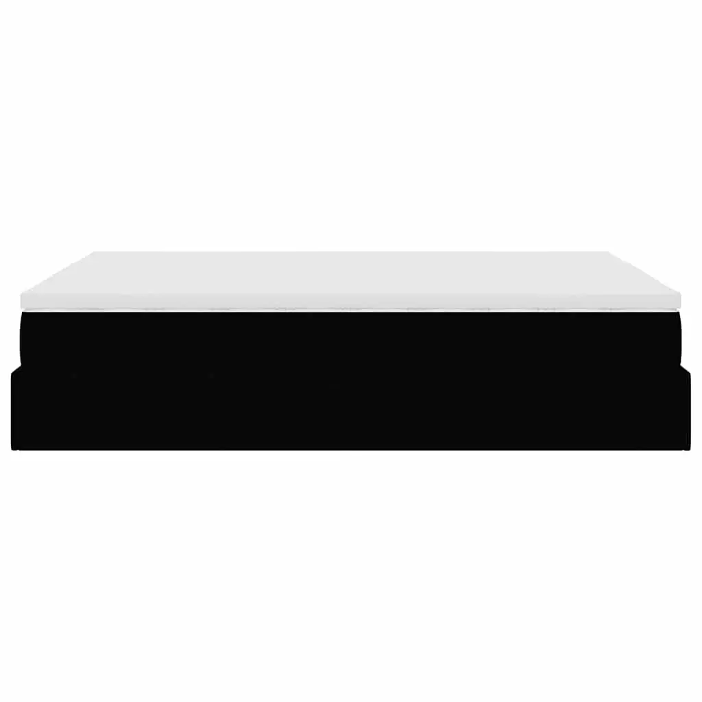 Ottoman Bed with Hydraulic Lift Feature Double Size Pocket Spring Mattress Black Polyester Fabric