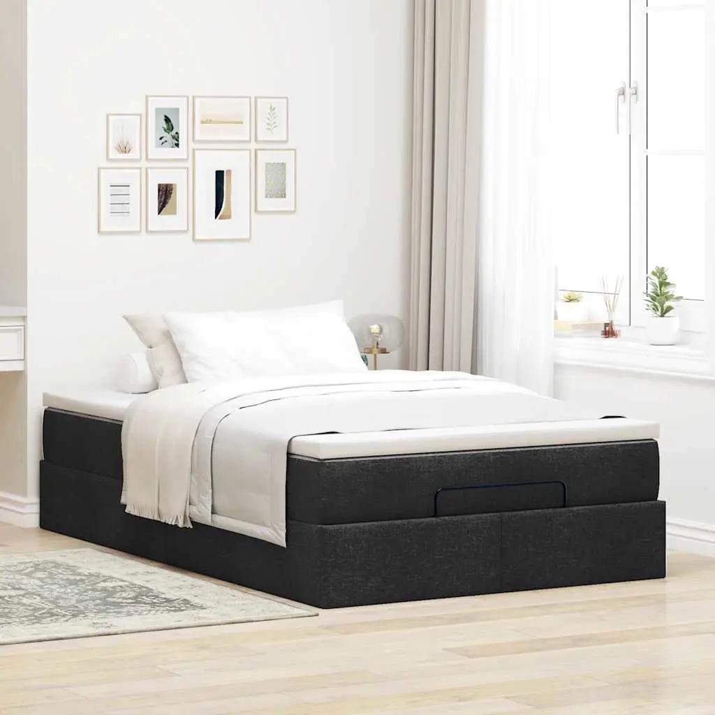 Black King Single Ottoman Bed Frame with Storage
