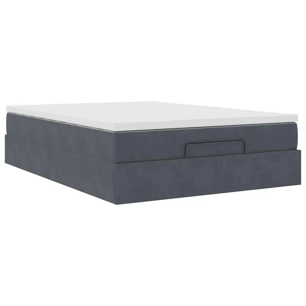 Ottoman Bed with Pocket Spring Mattress Grey Double Velvet Storage Bedroom