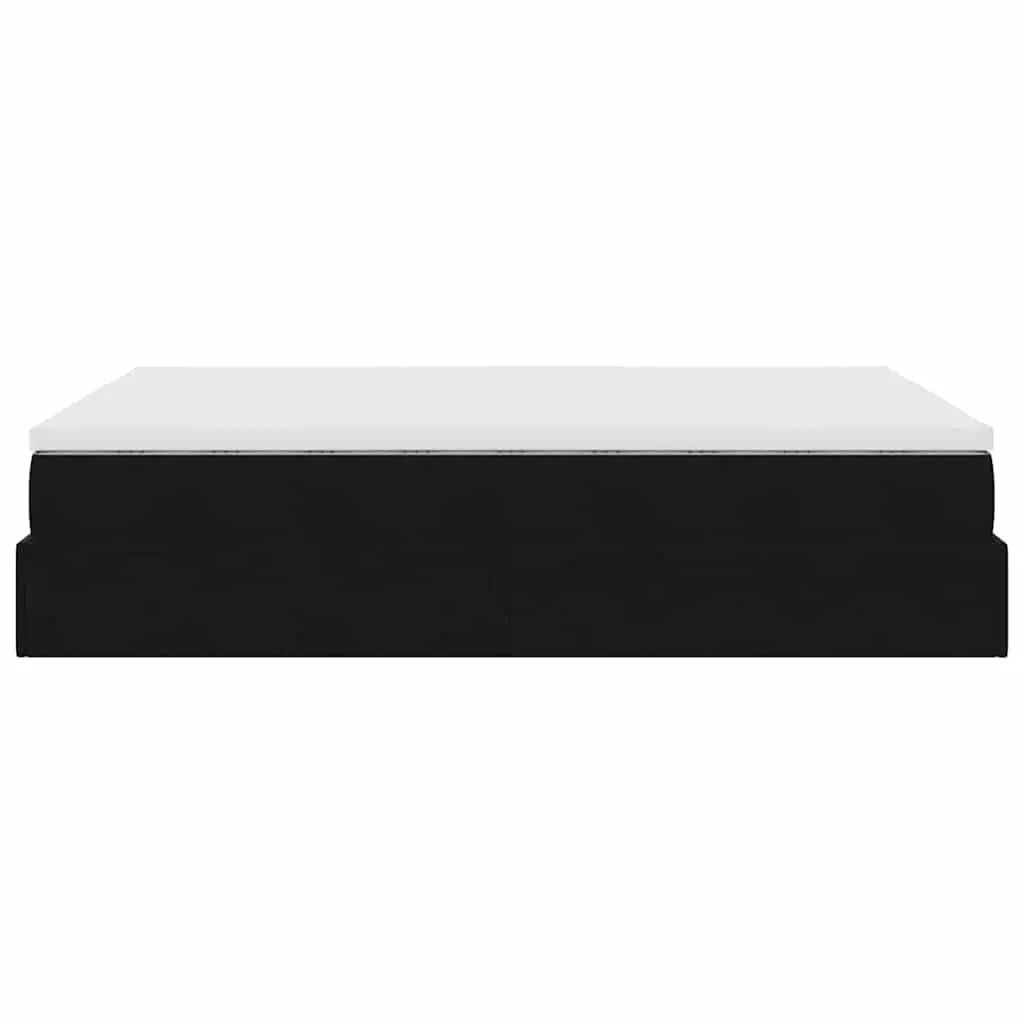 Ottoman Bed Double Black Velvet with Pocket Spring Mattress and Hydraulic Lift Storage