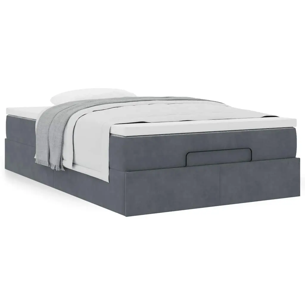 Ottoman Bed with Pocket Spring Mattress Grey Velvet Super Single Storage Lift