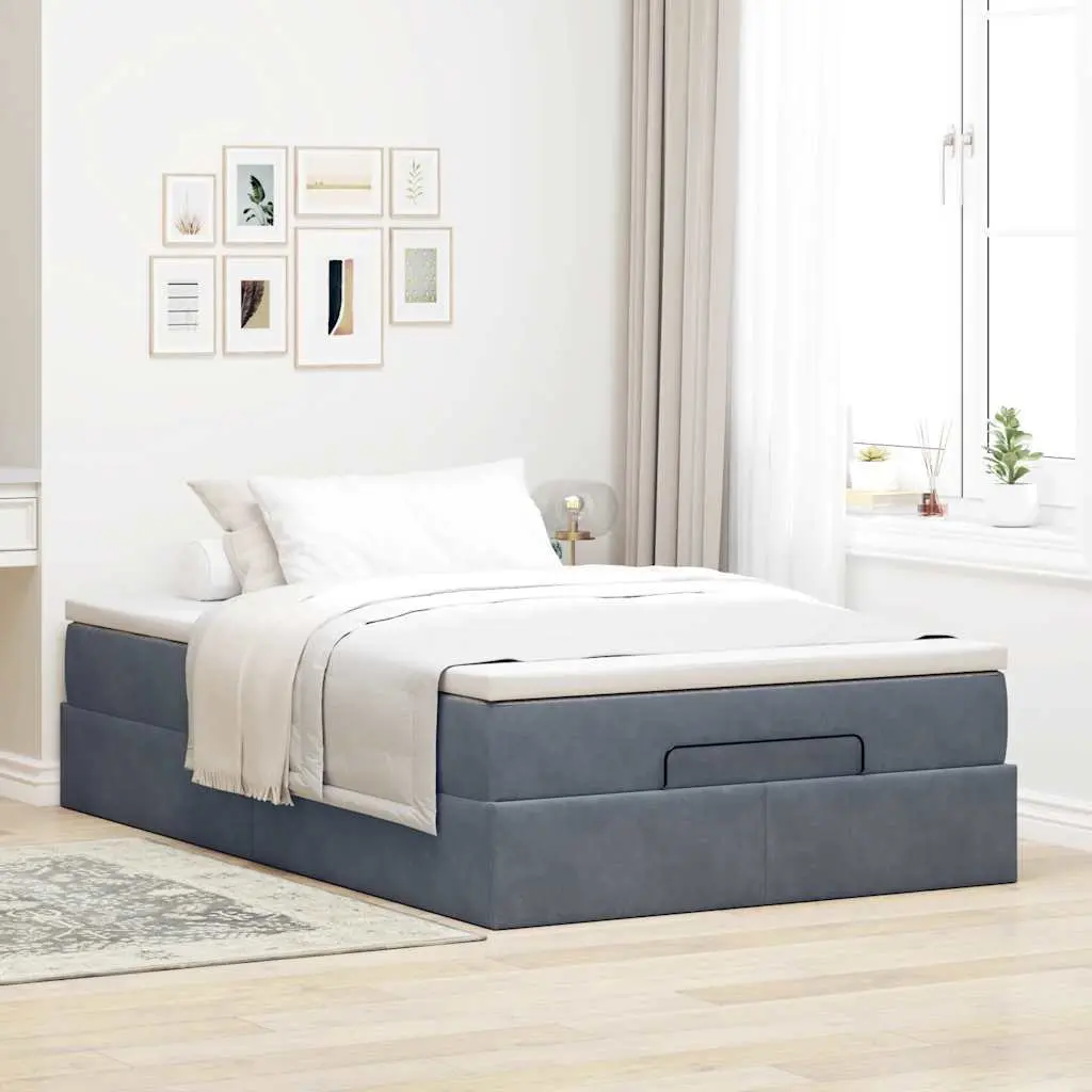 Ottoman Bed with Pocket Spring Mattress Grey Velvet Super Single Storage Lift