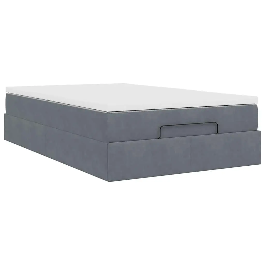 Ottoman Bed with Pocket Spring Mattress Grey Velvet Super Single Storage Lift