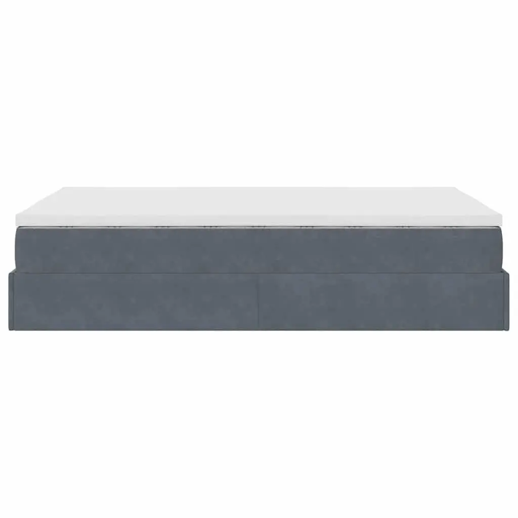 Ottoman Bed with Pocket Spring Mattress Grey Velvet Super Single Storage Lift