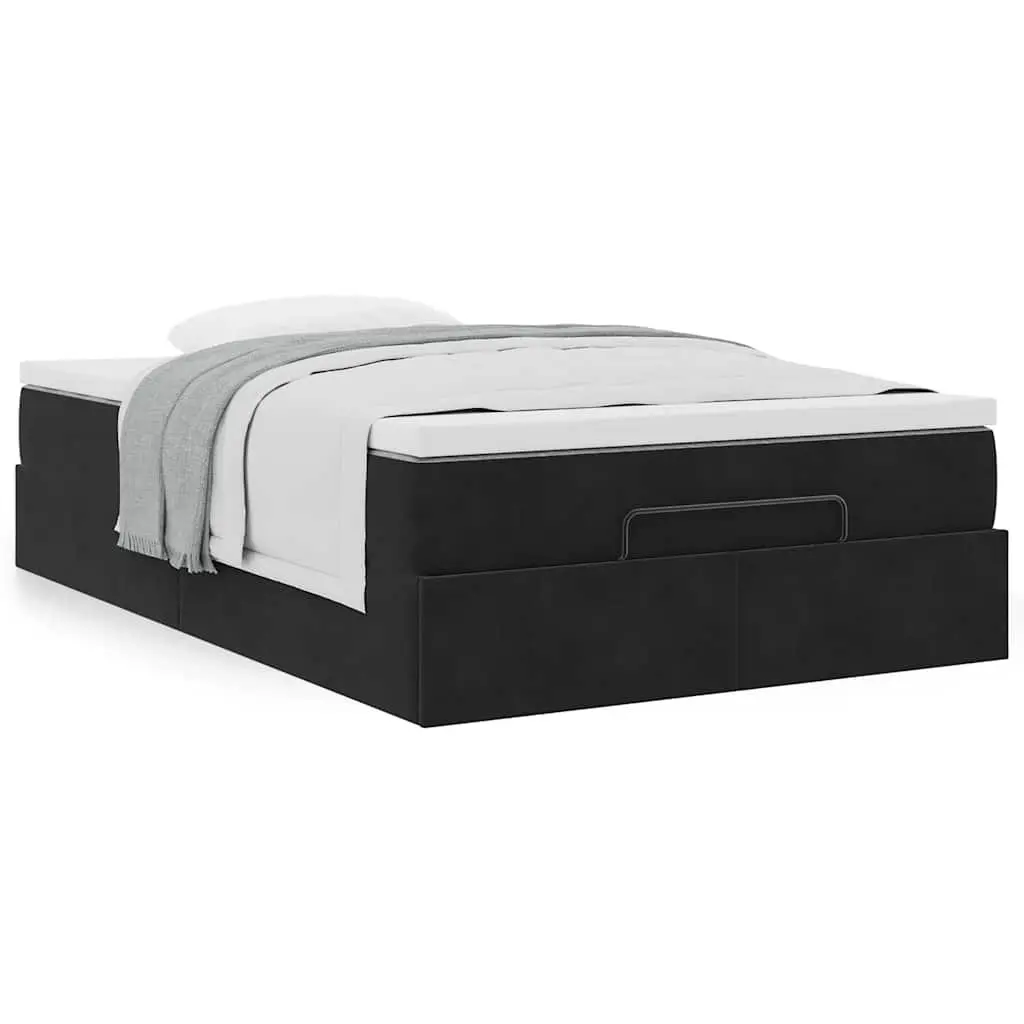 Ottoman Storage Bed King Single Black Velvet with Pocket Spring Mattress &