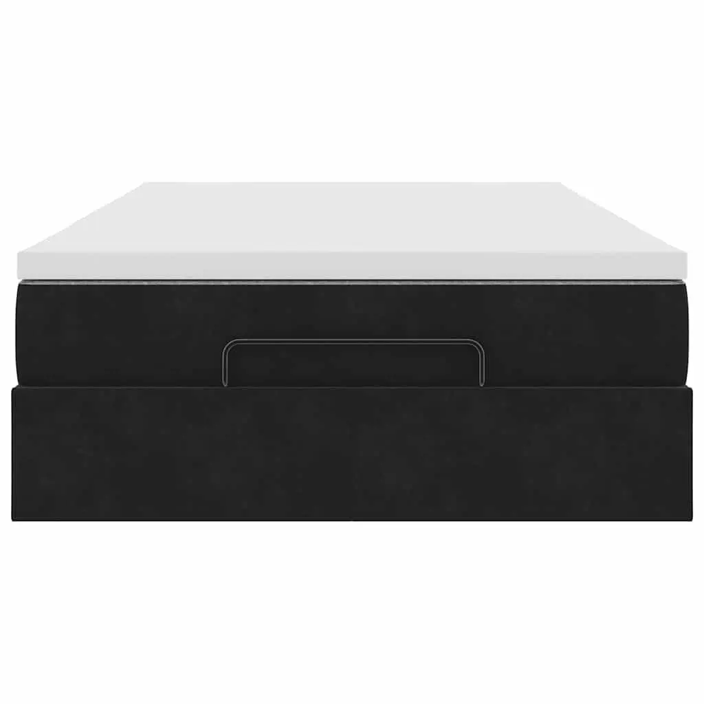 Ottoman Storage Bed King Single Black Velvet with Pocket Spring Mattress &