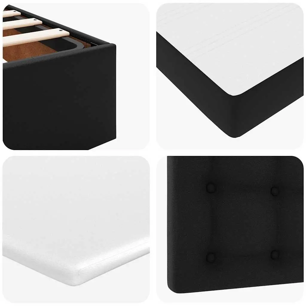 Ottoman Bed Black Faux Leather King Single with Hydraulic Lift Storage and Pocket Spring Mattress