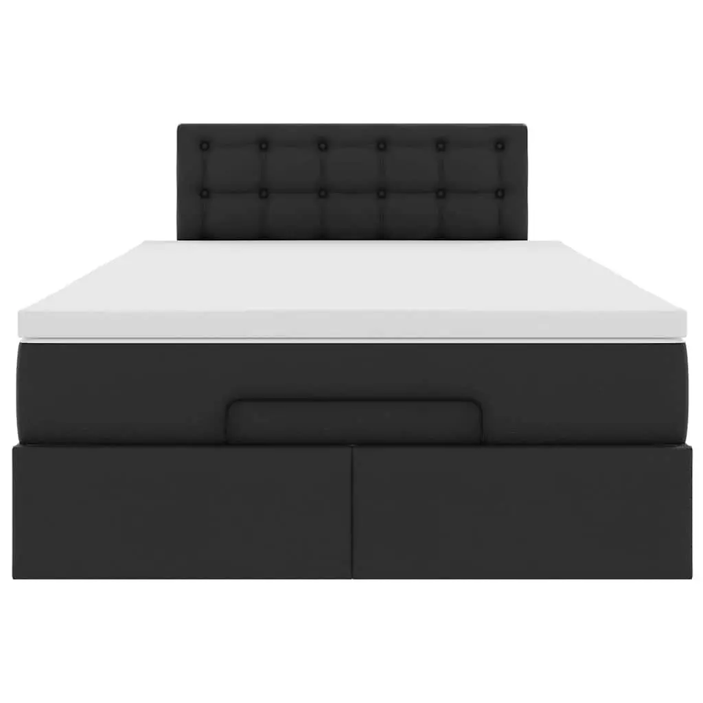 Ottoman Bed Black Faux Leather King Single with Hydraulic Lift Storage and Pocket Spring Mattress