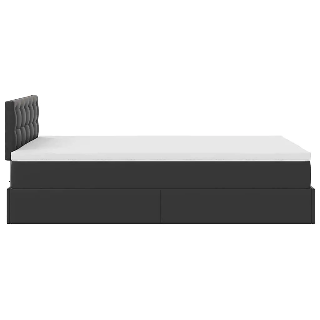 Ottoman Bed Black Faux Leather King Single with Hydraulic Lift Storage and Pocket Spring Mattress