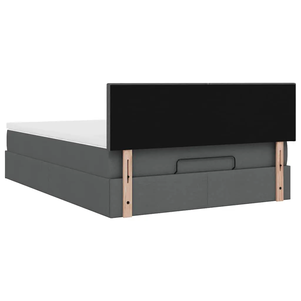Queen Ottoman Bed with Grey Fabric Upholstery and Pocket Spring Mattress Featuring Hydraulic Lift Storage