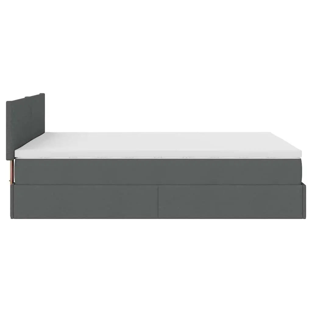 Queen Ottoman Bed with Grey Fabric Upholstery and Pocket Spring Mattress Featuring Hydraulic Lift Storage