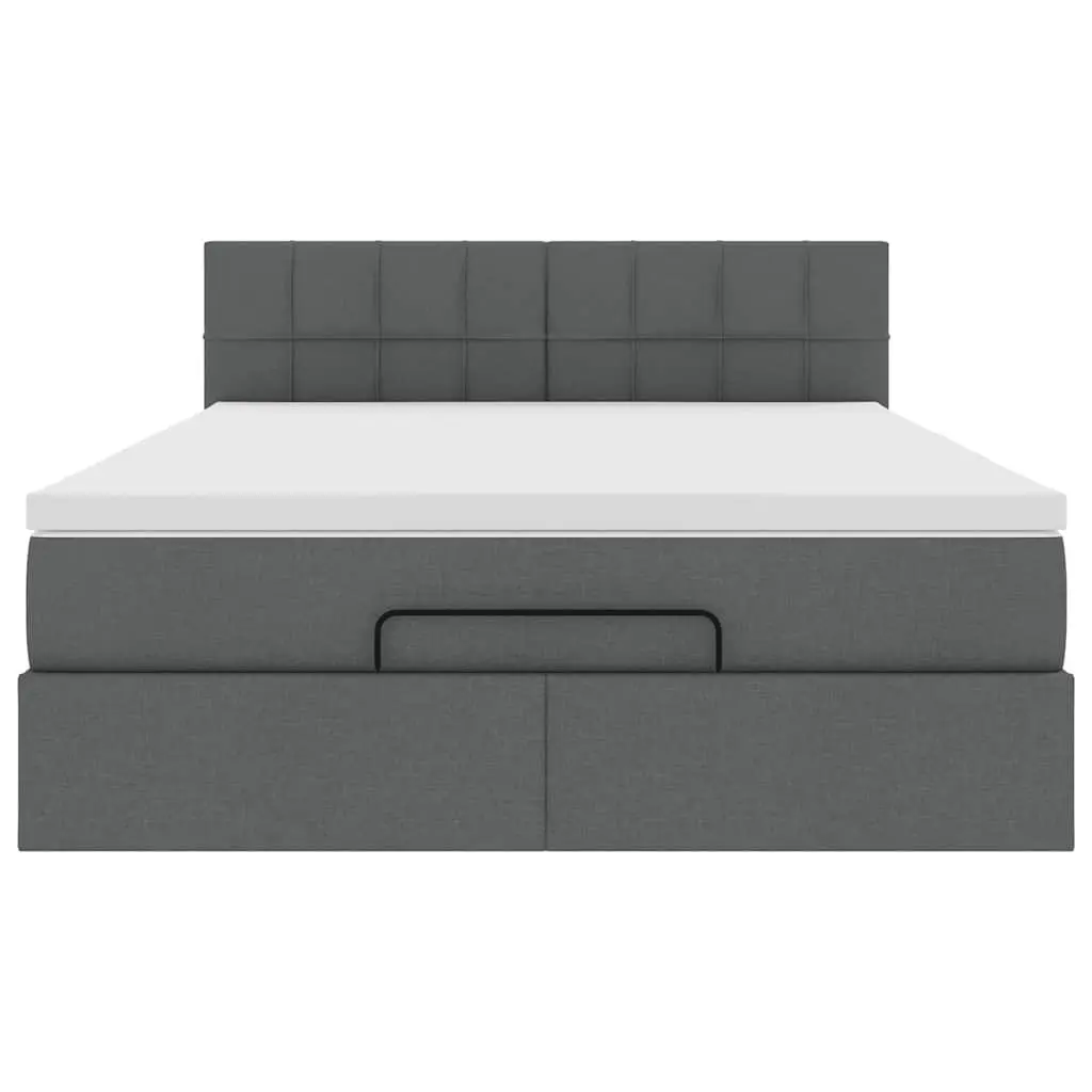 Ottoman Bed Queen Size with Pocket Spring Mattress Storage Grey Fabric Lift